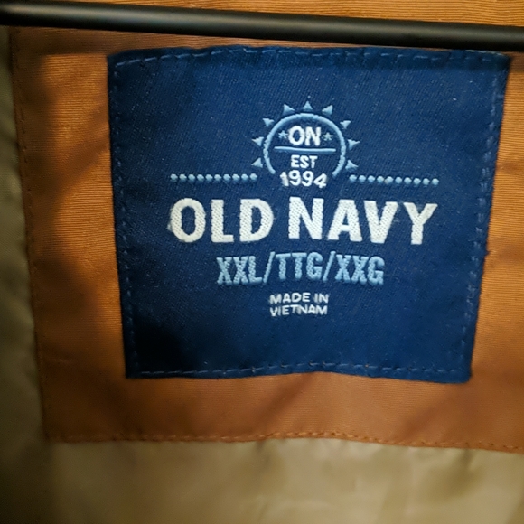 👣Old Navy Puffer Vest Pockets Khaki/Navy Size XXL - Picture 2 of 5